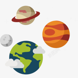 地球行星卫星太阳系九大行星地球矢量图高清图片