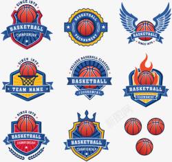劲爆篮球贴纸蓝色篮球队徽logo图标高清图片