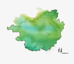 中国水墨风各省地图广西省图案素材
