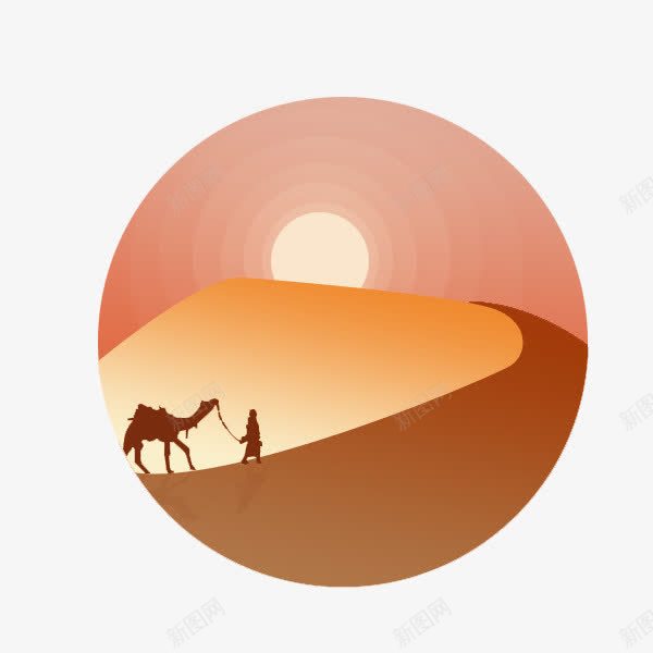 大漠中的行人png免抠素材_88icon https://88icon.com 太阳 沙漠 骆驼 黄昏