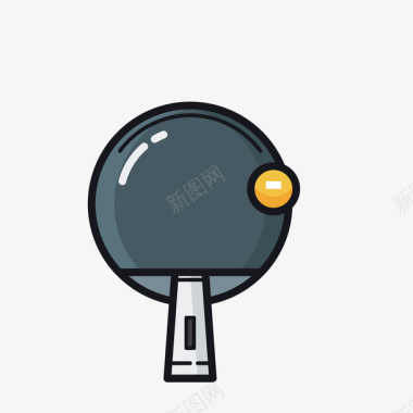 灰色服务器卡通运动灰色乒乓球拍黄色乒乓球图标图标