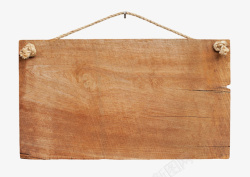 棕色带裂纹用绳子挂着的木板实物素材