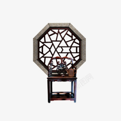 仿古窗棂中国风实木家具仿古窗棂太师椅素高清图片