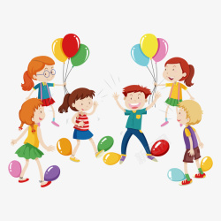 儿童玩耍踩气球游戏矢量图素材