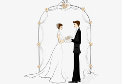 婚礼场地拱门与卡通情侣高清图片