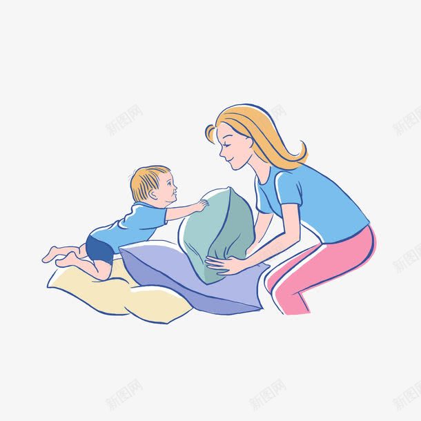 卡通爬着去抓枕头的小婴儿png免抠素材_88icon https://88icon.com 学爬的小婴儿 抓东西 抓枕头 抱枕 拿着枕头的妈妈