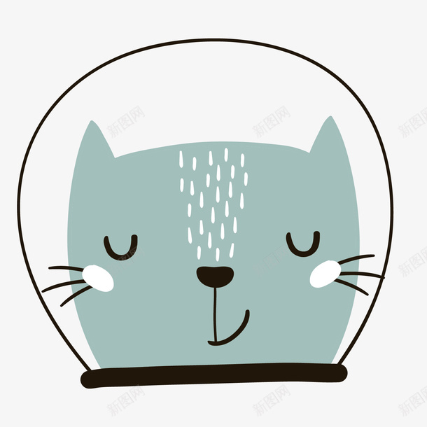 蓝色小猫手绘矢量图ai免抠素材_88icon https://88icon.com 个性 动物 卡通 太空 头盔 宠物 小猫 手绘 蓝色 矢量图