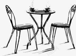 咖啡馆餐桌椅手绘图素材