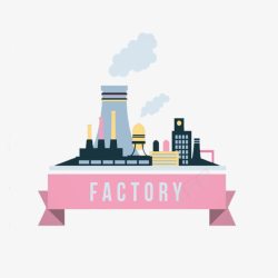 发电厂插图创意热电厂和发电厂丝带标签高清图片