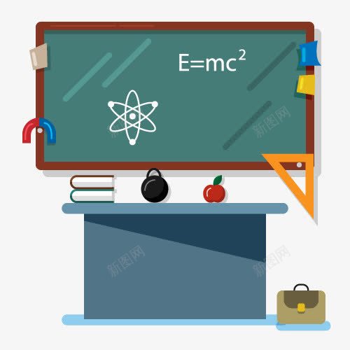 教室元素矢量图ai免抠素材_88icon https://88icon.com 书本 化学公式 尺子 讲台 黑板 矢量图