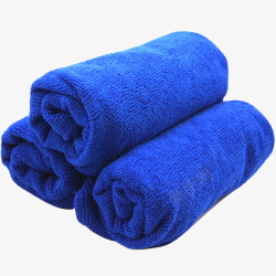 蓝色卷起来的洗车毛巾素材