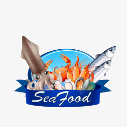 秋刀鱼卡通海洋食物大餐高清图片