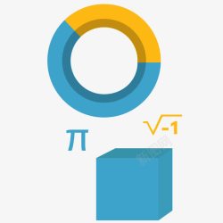 卡通蓝色数学符号立方体矢量图素材