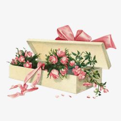手绘花朵礼物盒带子素材