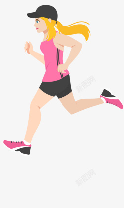 卡通人物插图跑步健身的女孩素材