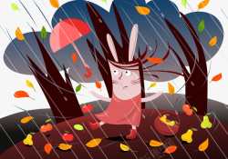 森林狂风暴雨插画素材