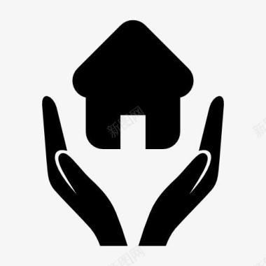 双手捧起的房子图标图标