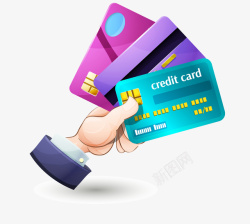 刷卡付钱手绘卡通手拿信用卡高清图片