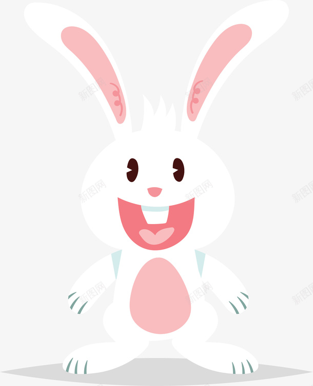 开怀大笑的小白兔矢量图ai免抠素材_88icon https://88icon.com 可爱兔子 小兔子 小白兔 开心的兔子 开怀大笑 矢量png 矢量图