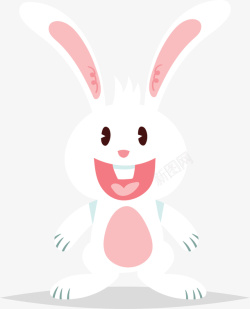 开心小兔子开怀大笑的小白兔矢量图高清图片