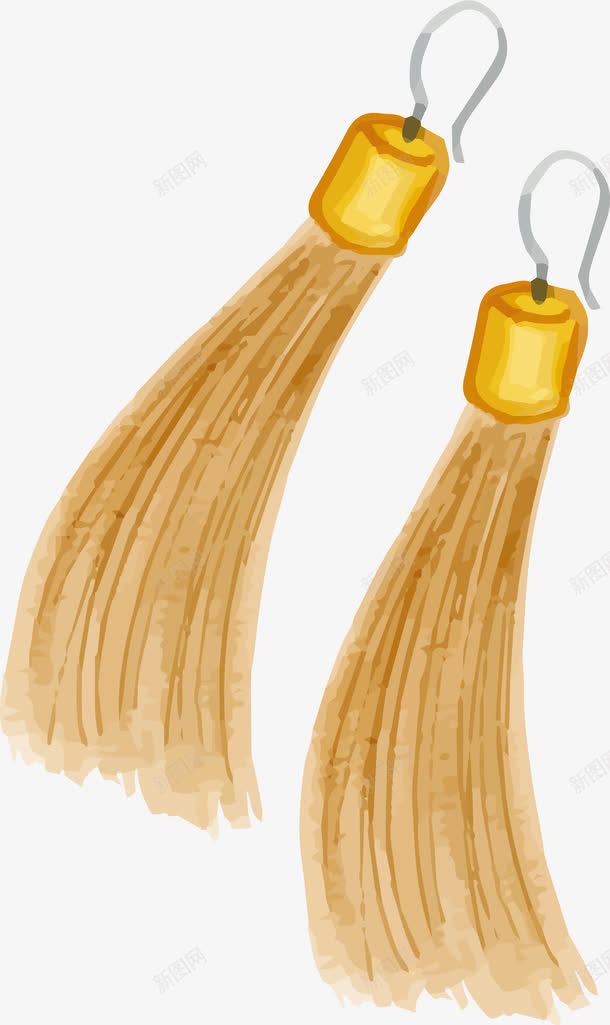 杏色流苏耳环png免抠素材_88icon https://88icon.com 杏色 杏色耳环 流苏 流苏耳环 矢量png 耳环