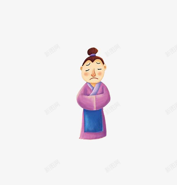 手绘忧郁的古代人png免抠素材_88icon https://88icon.com 不高兴 古代 头发 忧伤