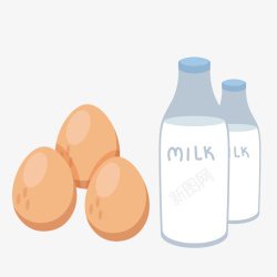 三瓶饮料瓶子牛奶鸡蛋矢量图高清图片
