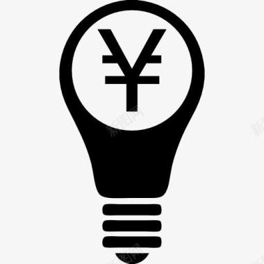观念灯泡与Yen符号图标图标