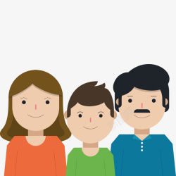 微笑家庭卡通幸福的三口之家高清图片