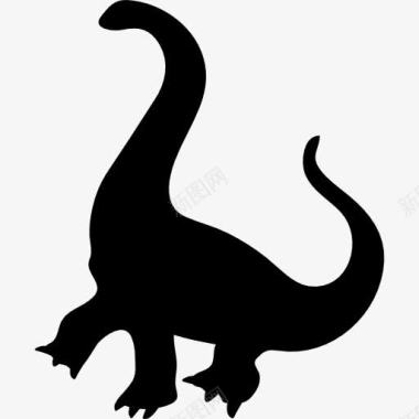恐龙动物头骨长颈巨龙的恐龙形状图标图标