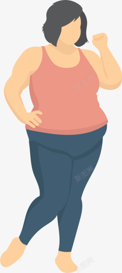 粉衣女生粉衣卡通运动胖女孩高清图片