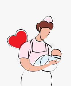 医护人插图护士护理新生儿宝宝高清图片