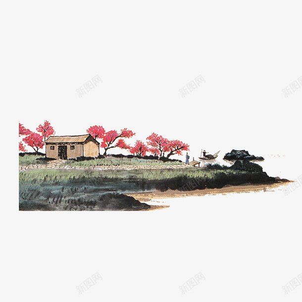 中国风国画水墨村庄png免抠素材_88icon https://88icon.com 中国风国画水墨村庄 国画 树 水墨 水墨村庄