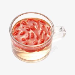 红色枸杞玻璃杯枸杞茶高清图片