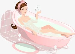 粉色系女孩浴室泡澡素材