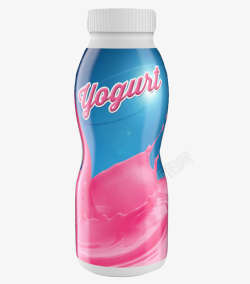 粉色与蓝色图案酸奶瓶素材