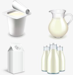 各种款式的酸奶盒牛奶矢量图高清图片