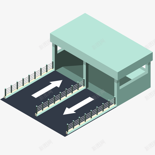 卡通停车场的出入口png免抠素材_88icon https://88icon.com 停车场 出入口 卡通 建筑物 立体