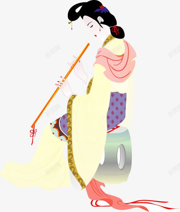 手绘唐代仕女扁平风格png免抠素材_88icon https://88icon.com 仕女 仕女图 古代 古代仕女图 古装 吹箫 吹箫美女 唐代 唐代仕女 唐朝 唐朝胖美人 手绘