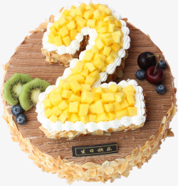 千层蛋糕上的杏仁片周岁生日蛋糕高清图片