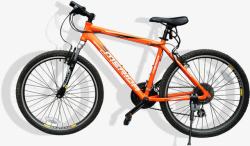 越野自行车手橙色越野自行车高清图片