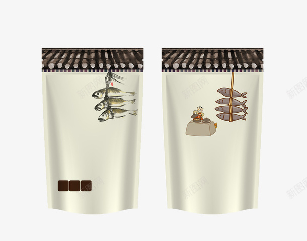 白色小鱼食品包装袋png_88icon https://88icon.com 创意包装袋 包装袋 反面 小鱼包装袋 正面 白色包装袋 设计感 质感包装 零食包装袋