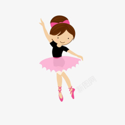 可爱的粉色卡通芭蕾舞女孩插画免素材