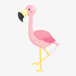 卡通粉红色的火烈鸟矢量图素材