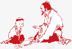 中国风书画中国风小孩老人下棋高清图片