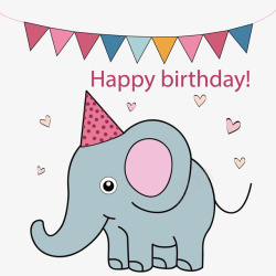 生日的大象生日大象矢量图高清图片