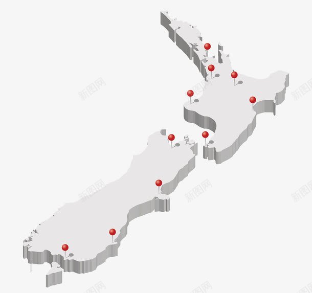 新西兰地图png免抠素材_88icon https://88icon.com 新西兰地图 板块 目的地 立体