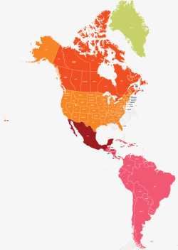 美洲地图彩色拼图美洲地图矢量图高清图片