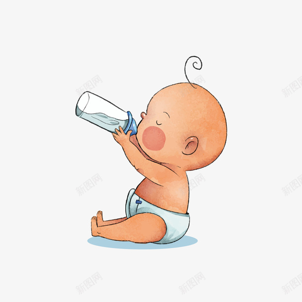 喝奶瓶的婴儿矢量图eps免抠素材_88icon https://88icon.com 卡通婴儿 可爱 可爱婴儿 喝奶瓶 坐着喝 婴儿 尿不湿 矢量图