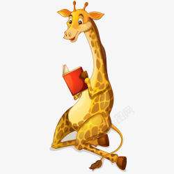 看书长颈鹿卡通看书阅读的长颈鹿高清图片